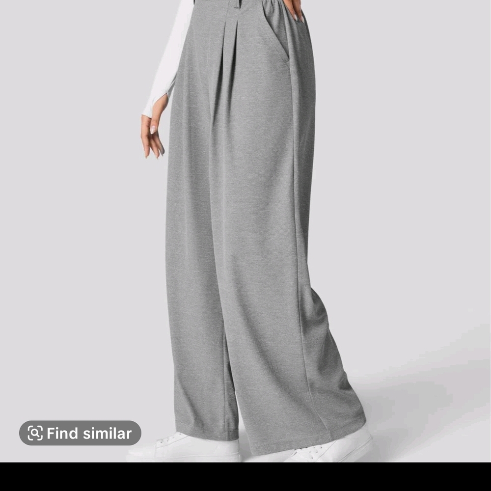 HALARA Gray Wide Leg Pants with High-Waisted Design